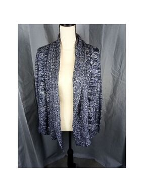 Women's Jason Maxwell Blue White Marled Knit Cardigan XL